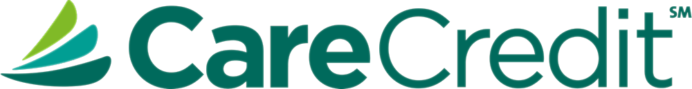 CareCredit logo with stylized green graphic elements.