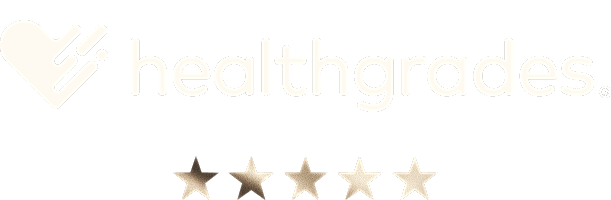 Healthgrades logo with five star rating.